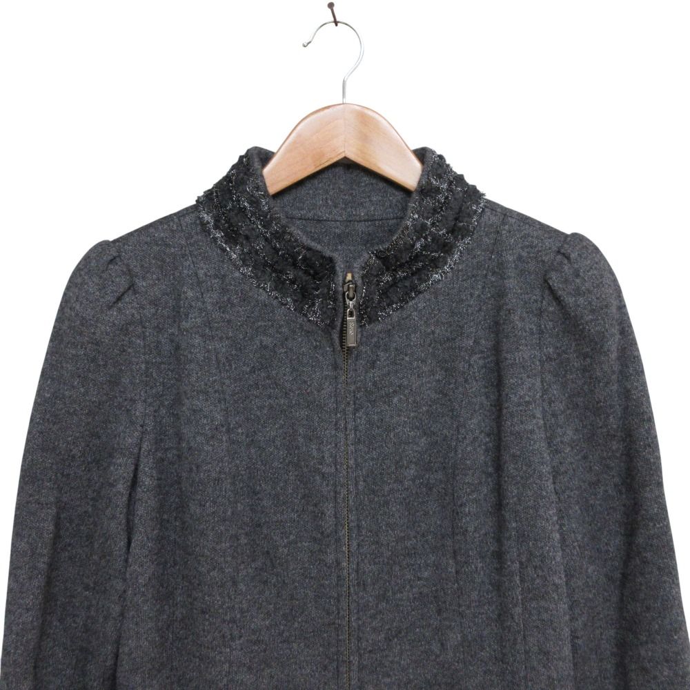 Rene ルネ TISSUE カシミヤブレンドブレンド ジップアップ スタンド コート 38 グレー レディース 古着 SIROKUMA-CORPORATION_COM