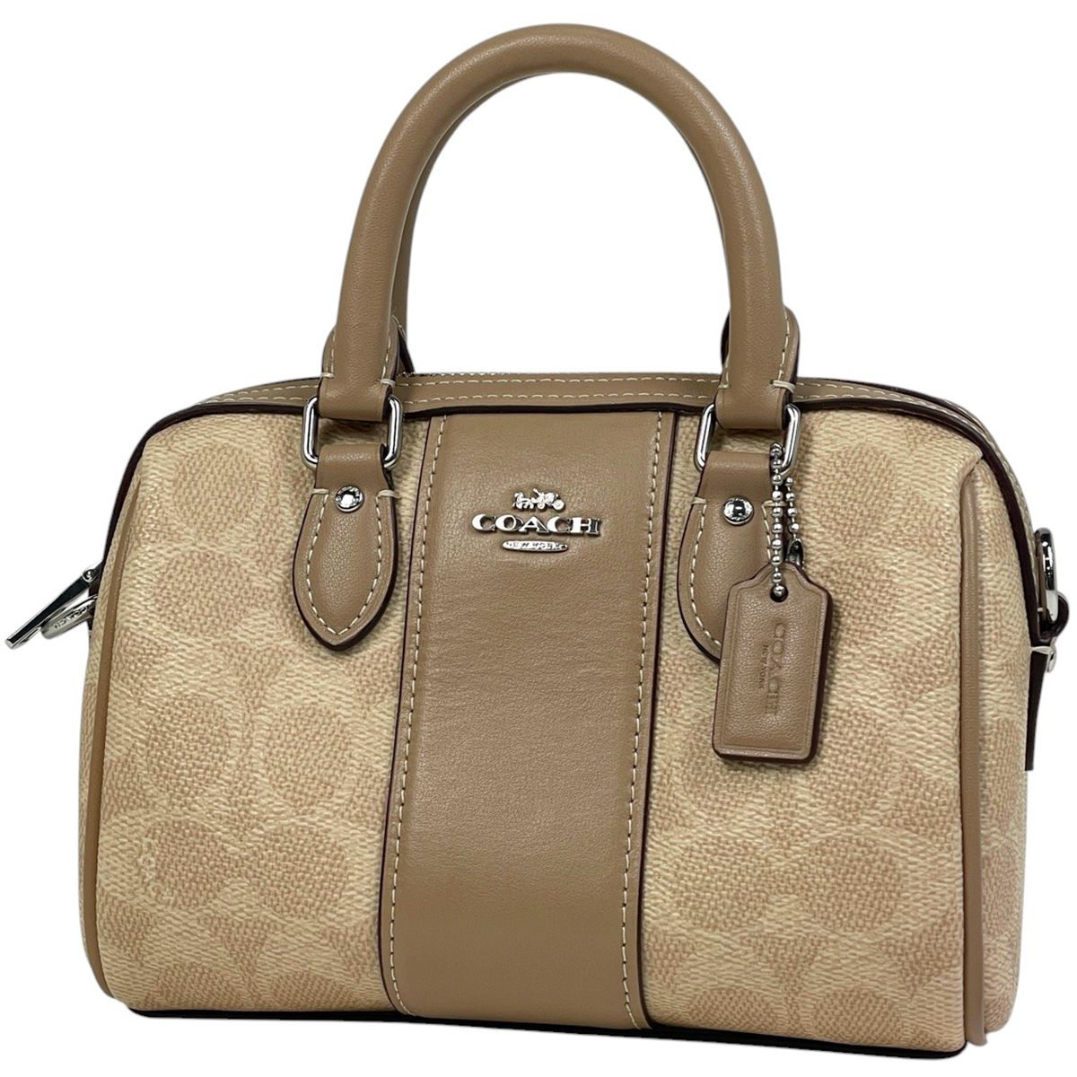 【美品】COACH コーチ ハンドバッグ キャンバス ミニシグネチャー 1027 COACH】コーチ コーティングキャンバス レザー シグネチャー