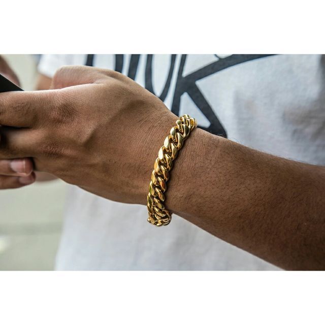 送料無料】GOLDEN GILT 12mm Miami Cuban Link ゴールド