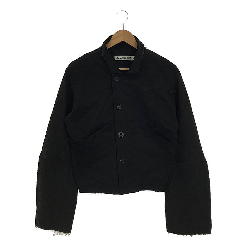【新品】  OLUBIYI THOMAS / オルヴィトーマス | 2024SS | short jacket ヴィンテージファブリック パッチワーク 切替 スタンドカラー ショートジャケット | 2 | ブラック | メンズ 新品】 OLUBIYI THOMAS / オルヴィトーマス | 2024SS | short jacket