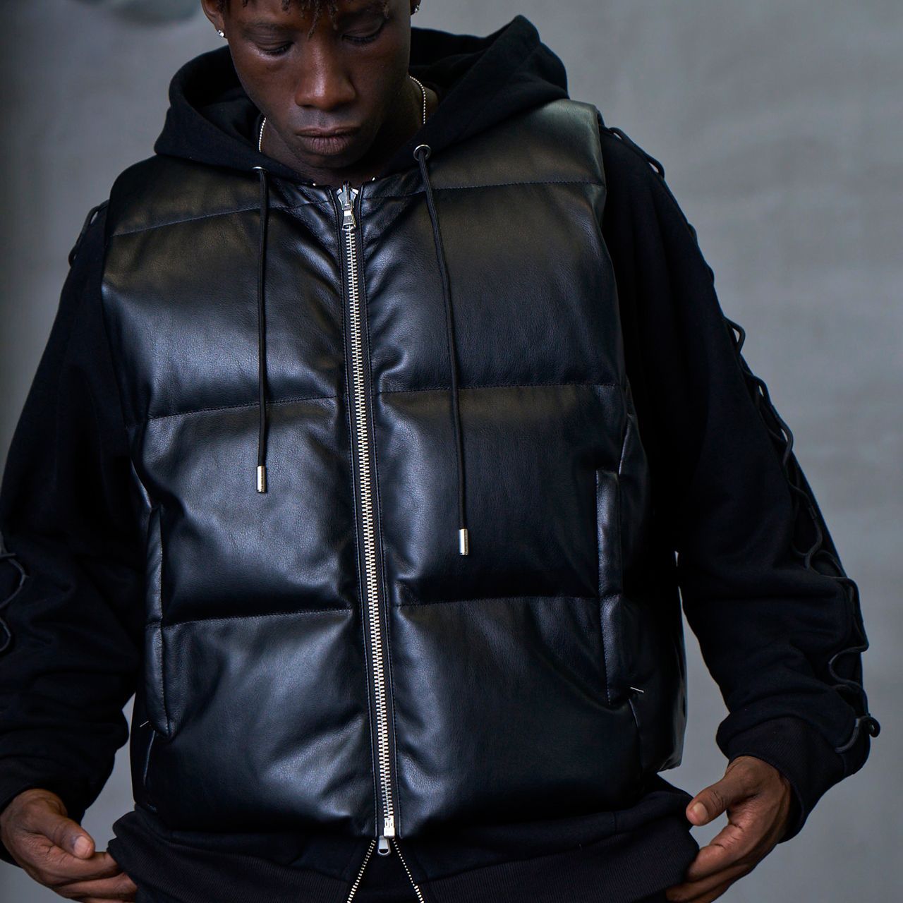 MLVINCE メルヴィンス LIMONTA REVERSIBLE DOWN VEST BLACK リモンタ