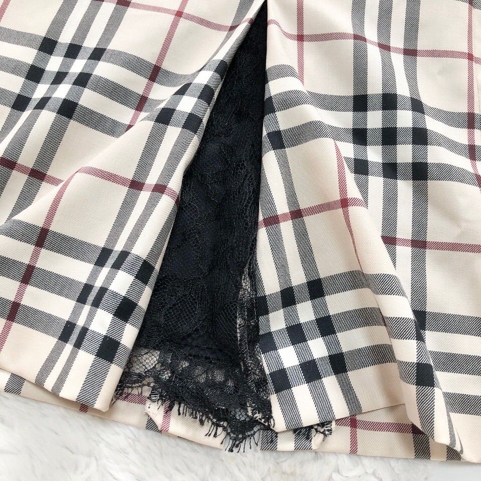 プリーツ×レース ノバチェック柄スカート