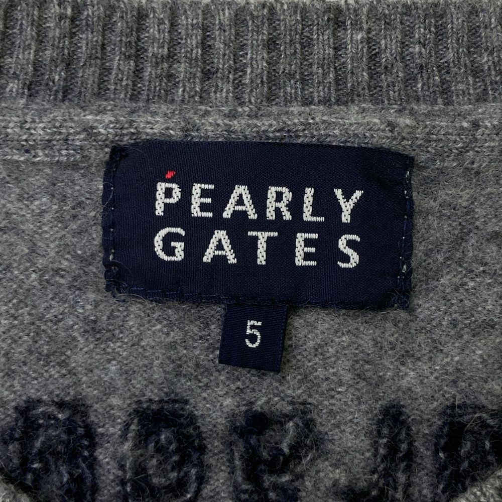 サイズ：5 PEARLY GATES パーリーゲイツ  カシミヤ混ニットセーター  グレー系 [240101434341] ゴルフウェア メンズ ストスト サイズ：5 PEARLY GATES パーリーゲイツ カシミヤ混ニット