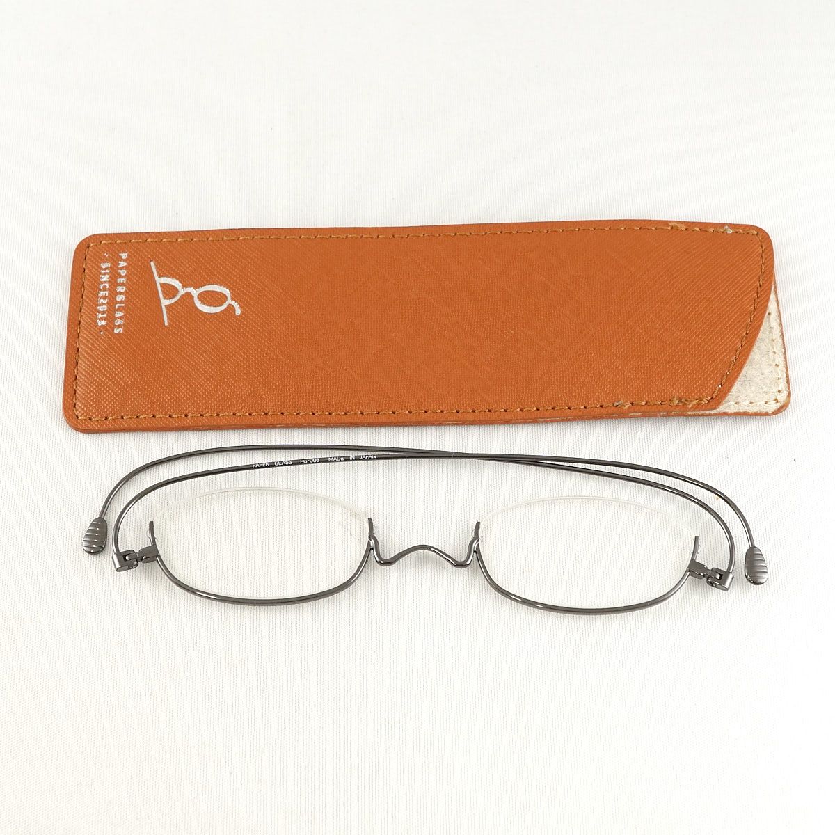 老眼鏡 paper glass ペーパーグラス PG-003 3.0相当 薄型 鯖江 アンダーリム シルバー ケース付き アイウェア X6713