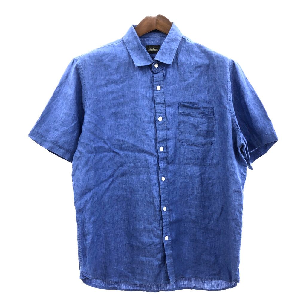 Neiman Marcus ニーマンマーカス リネン半袖シャツ アメカジ ブルー (メンズ XL) Q5510