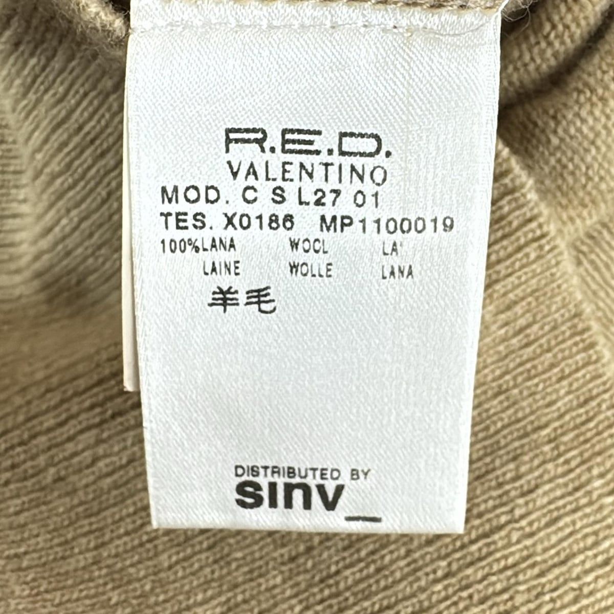 RED VALENTINO - RED VALENTINO(レッドバレンチノ) 長袖セーター サイズ44 L レディース美品  - ベージュ×黒×マルチ Vネック/花柄/刺繍/レース RED VALENTINO - RED VALENTINO(レッドバレンチノ) 長袖セーター