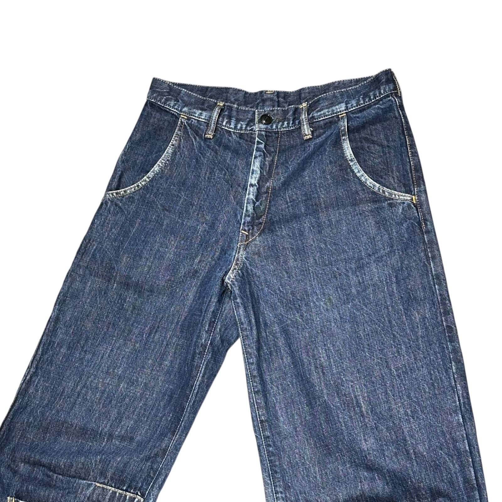 Y s ワイズ 09AW Curved Hem Pocket Wide Denim Pants カーブ 変形 裾ポケット ワイド デニム パンツ YZ-P02-008 2 S インディゴ