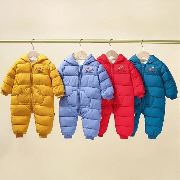 5色 カバーオール ジャンプスーツ 73cm フード付き 冬 秋 ベビー服