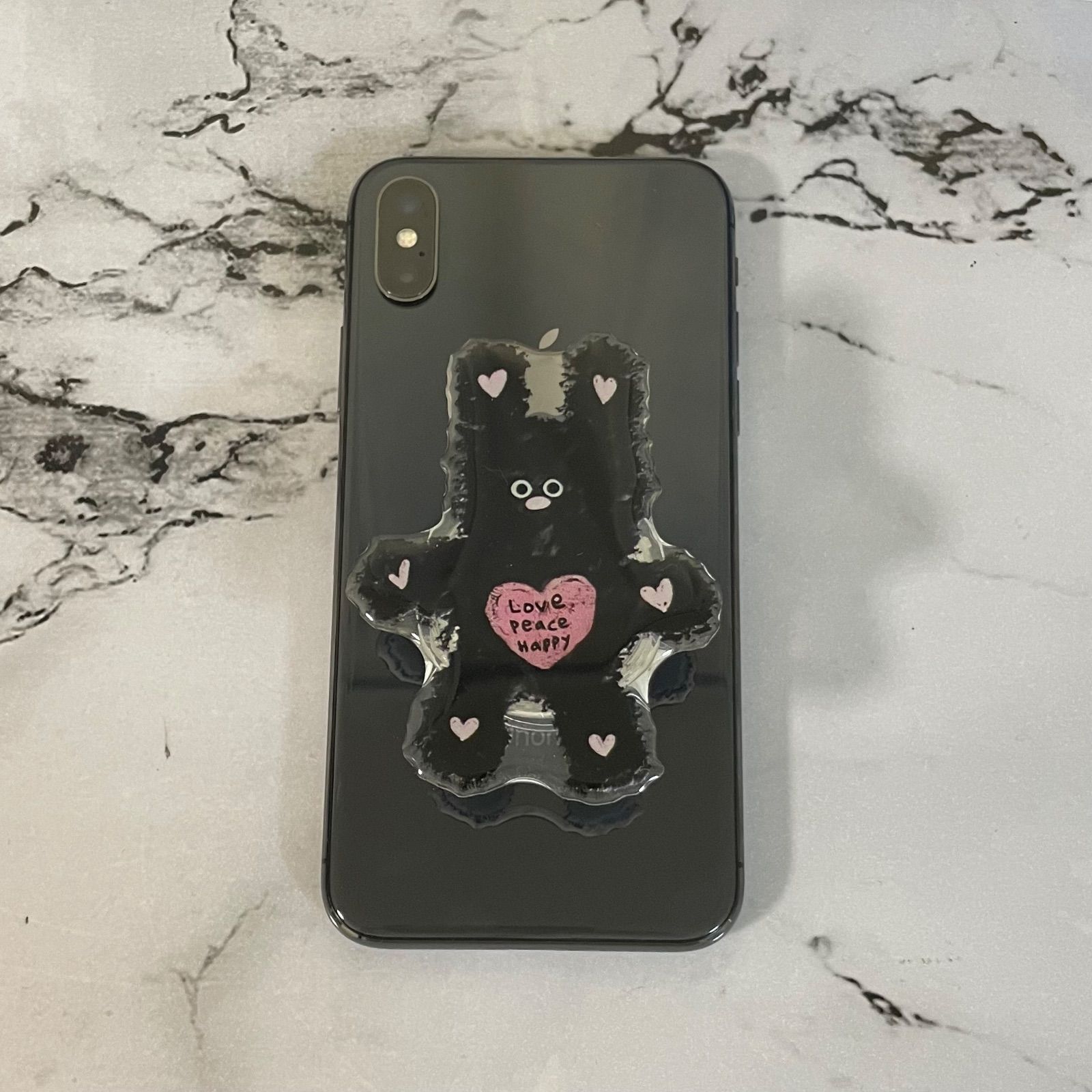 全機種対応】黒うさぎ グリップトック ❤︎ 韓国 スマホグリップ