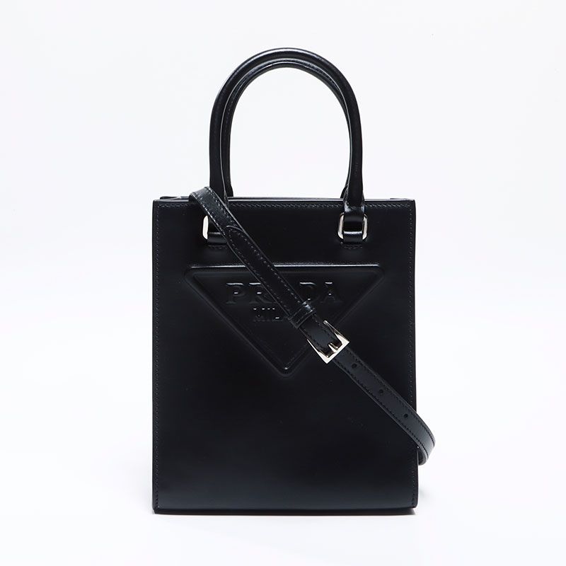 プラダ トライアングル レザー 2WAYハンドバッグ ホワイト 1BA333