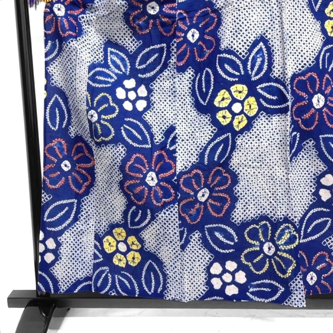 浴衣 有松鳴海絞り 浴衣 花模様 ブルー リーフ 着物 034a d - メルカリ