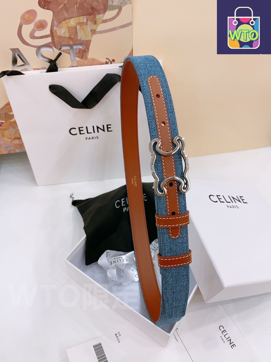 CELINE デニム ベルトとポーチセット CELINE デニム ベルトとポーチセット