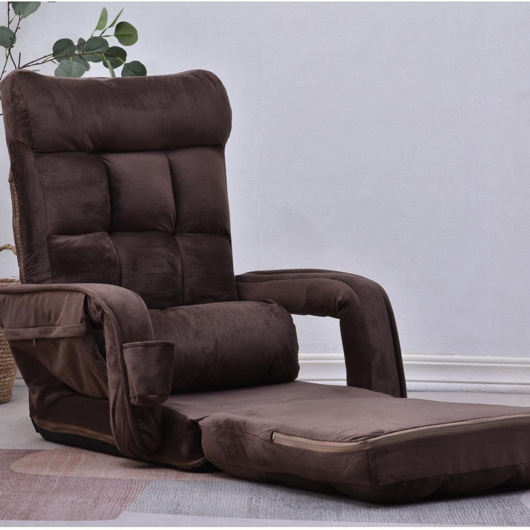 座椅子リクライニング14段ギア リクライニングチェアーコンパクト【ブラウン】 座椅子 リクライニング 14段ギアチェアー いす イス コンパクト