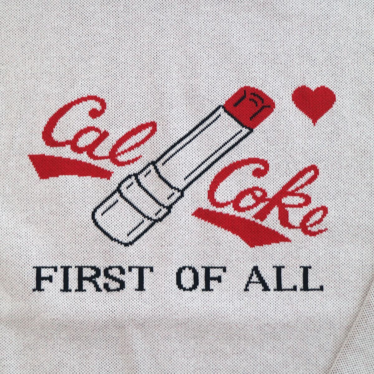 リップジャガード織セーター ホワイト CAL-COKE メンズ ロカビリー 