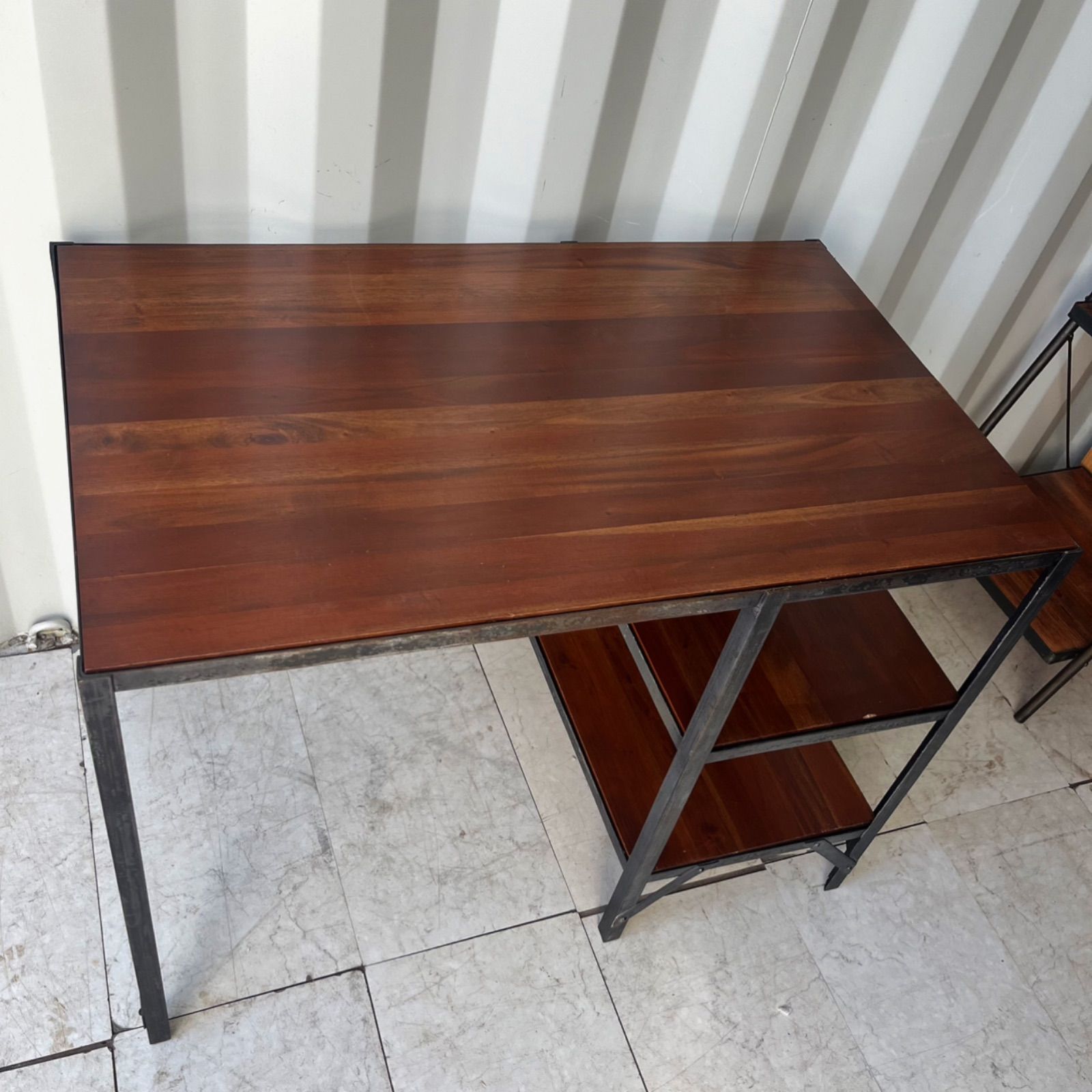 取付無料！ウニコ ランバーミニ アイアンフレーム天然木天板棚付きデスク 学習机✨ 取付無料！ウニコ ランバーミニ アイアンフレーム天然木天板棚付き