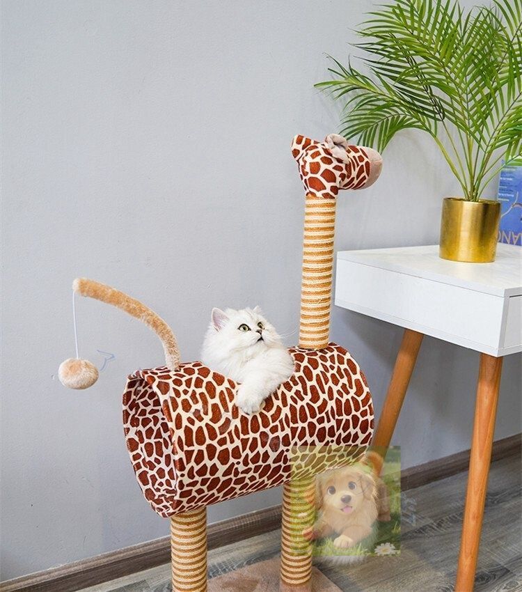 運動不足 サイザル 木製 キャットタワー キャットツリー キャットランド 据え置き 木登りタワー 猫タワー 爪とぎ ネコ タワー ジラフ型