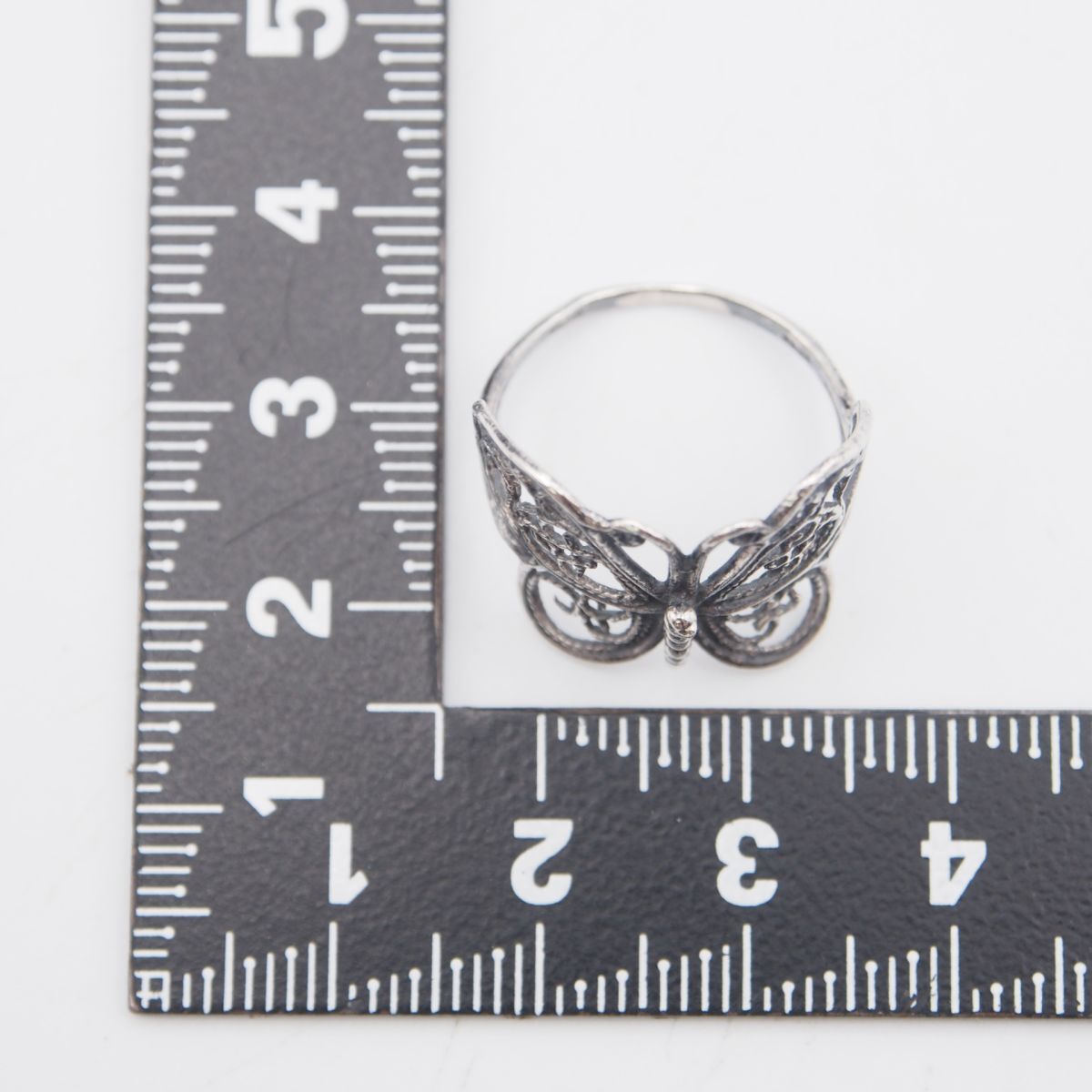 G066 ヴィンテージ 925刻印 リング フィリグリー 銀線細工 蝶