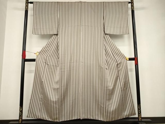 平和屋着物●染色作家　斉藤三才　小紋　縞　正絹　逸品　AAAT2278ck 平和屋着物○染色作家 斉藤三才 小紋 縞 正絹 逸品 AAAT2278ck 平和屋着物