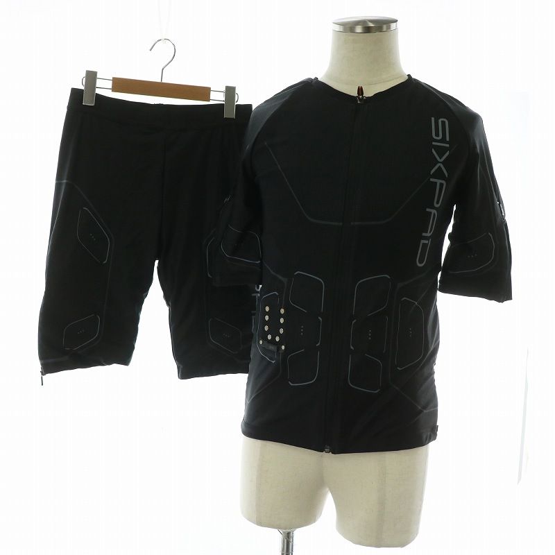 SIXPAD Powersuit Top Bottom シックスパッド パワースーツ セットアップ トレーニングスーツ トップス 七分袖 パンツ イージー L 黒 ブラック |XZ GY19