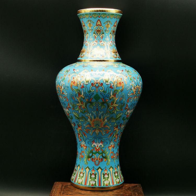 篮地琺瑯観音瓶 現代工芸品 美術品 装飾品 置物 篮地琺瑯観音瓶 現代工芸品 美術品 装飾品 置物 - メルカリ