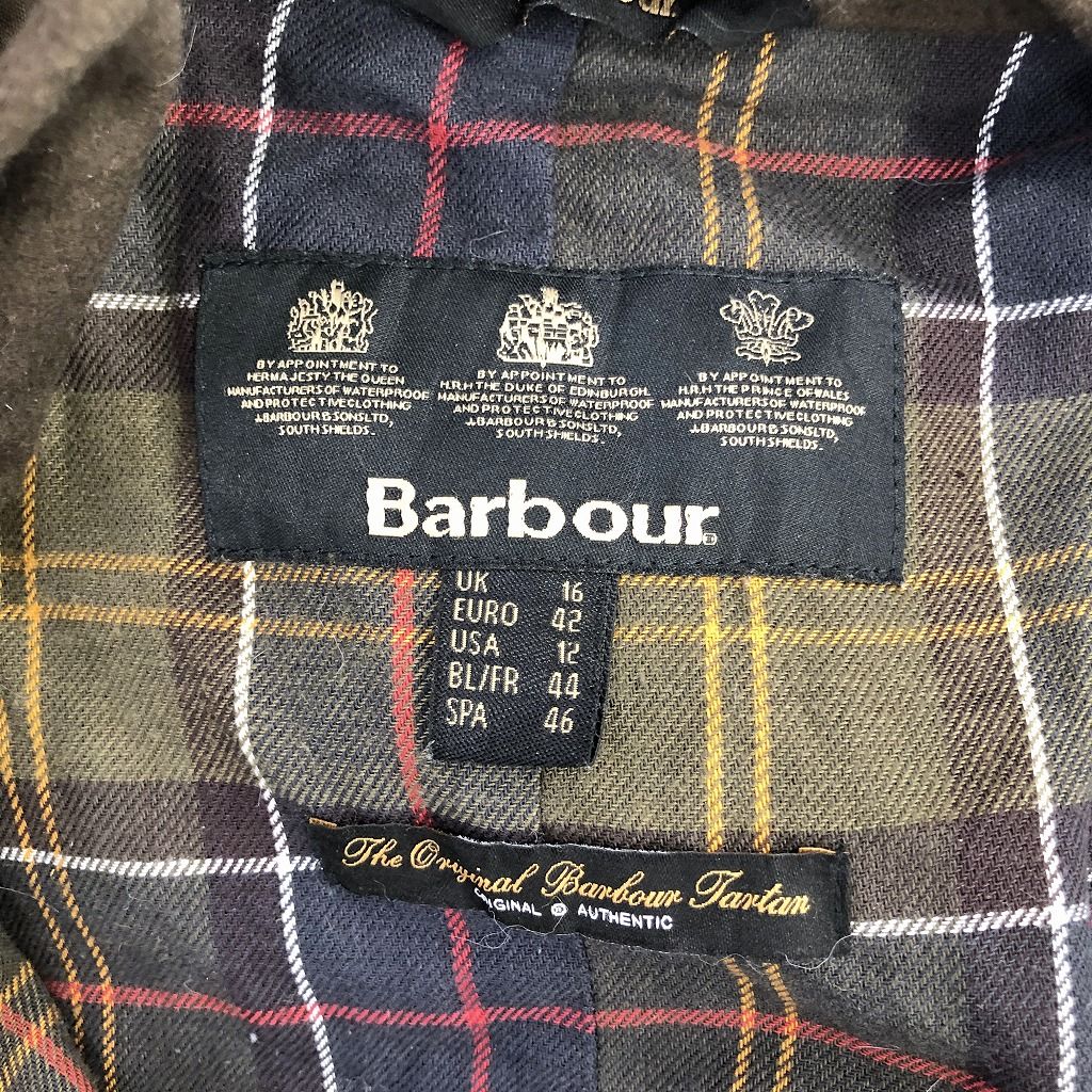 Barbour バブアー オイルドジャケット 防寒  ユーロ  ヨーロッパ カーキ (レディース UK16)   O9729約69cm身幅