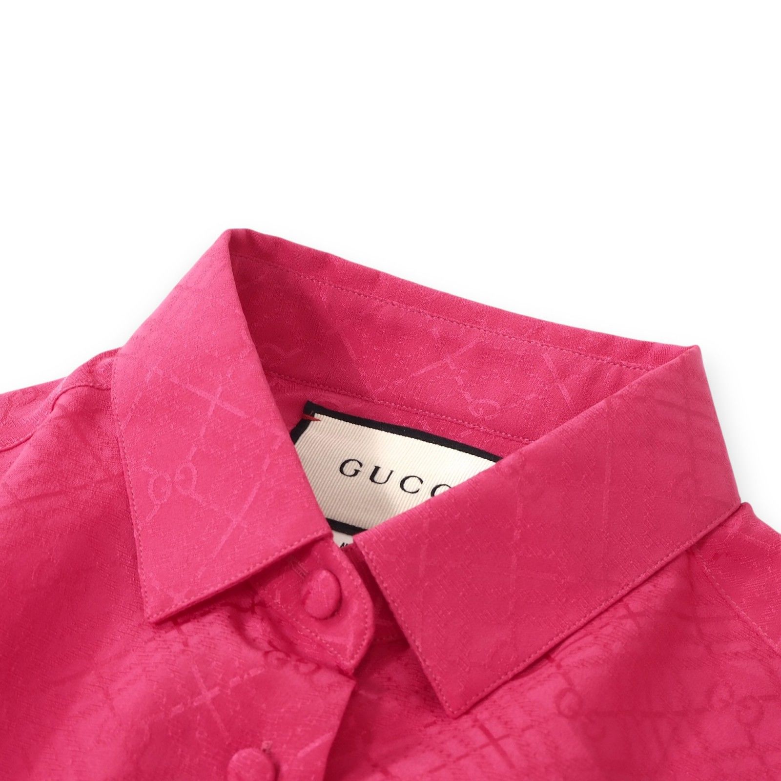 ☆美品 グッチ GUCCI JPタグ シルク GG柄 長袖 ブラウス シャツ 36  