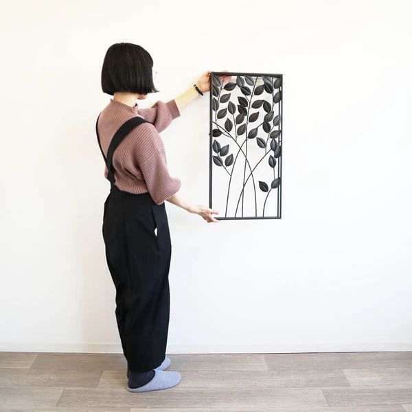 油彩です アートパネル 壁掛け 壁飾り ウォールアート ブラックリーフ シンプル