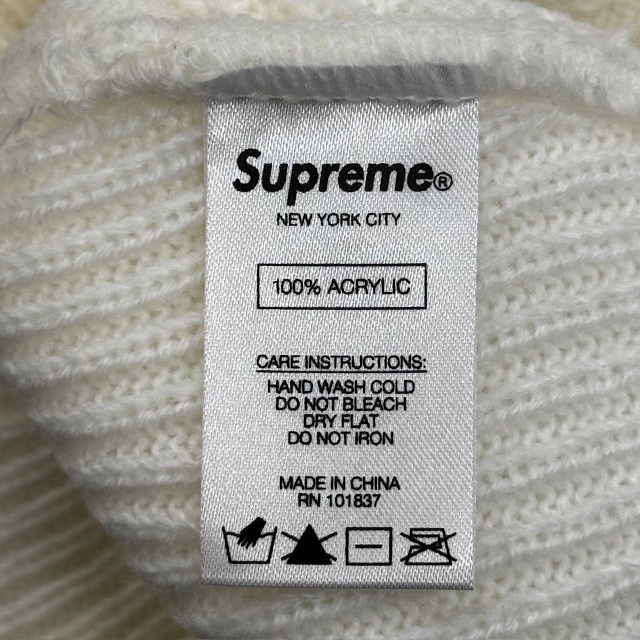 美品 18AW Supreme カフ ロゴ ビーニー ニット帽 913O▲ 美品 18AW Supreme カフ ロゴ ビーニー ニット帽 913O△ - 帽子