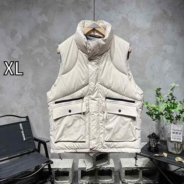 XL 秋冬 コーデ メンズ 服 シンプル ファッション オシャレ 大人 かっこいい 大きいサイズ ストリート 紳士服 無地 スタンドカラー ダウン コットンベスト カジュアル ベスト