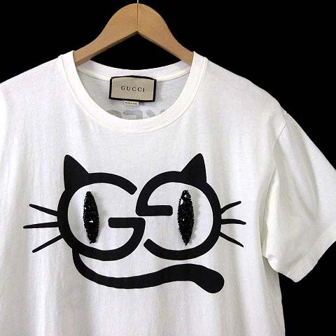 グッチ GUCCI Tシャツ カットソー GG キャットアイ プリント ビジュー