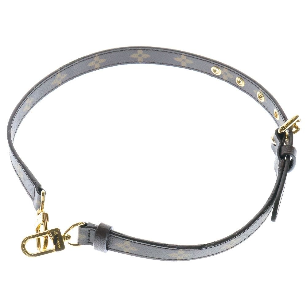 LOUIS VUITTON ルイヴィトン モノグラム ショルダーストラップ ブラウン レザー PVC ゴールド金具