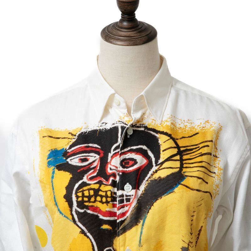 コム デ ギャルソン 18AW model シャツ 柄シャツ ジャン ミッシェル バスキア コラボ JEAN MICHEL BASQUIAT 綿  コットン 白 ホワイト white 黄色 イエロー Yellow COMME des GARCONS