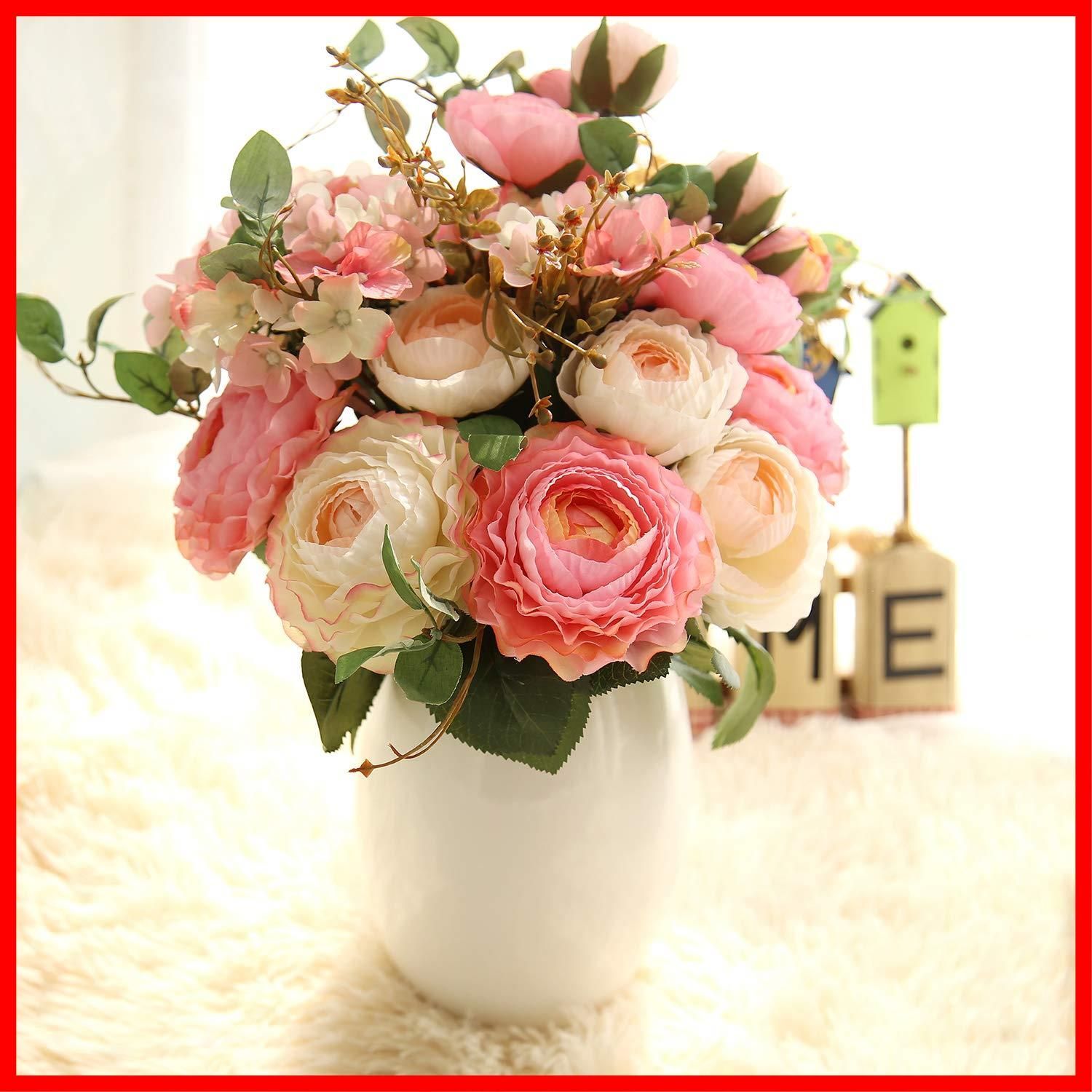 在庫 ホーム 庭園 美術館 人工観葉植物 キッチン ギフト プレゼント オフィス 撮影 飾り 喫 ウェディング 枯れない花 ラナンキュラス 手作り ブーケ ピンク 花束 インテリア 1束 造花