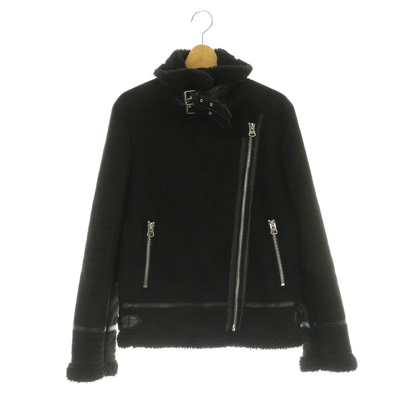 【ZARA】フェイクムートン ダブルライダースジャケット スウェード S ザラ ZARA フェイクムートンジャケット フェイクスエード ボア