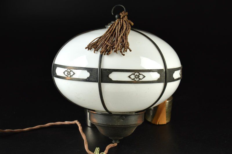 蔵A5507a レトロ 電笠 雪洞 銅飾 和照明 古民家外し品