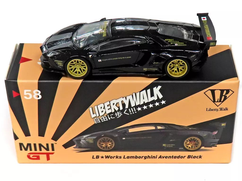 MINIGT ミニGT　LBワークス　ランボルギーニ アヴェンタドール ブラック Amazon | MINI GT 1/64 ランボルギーニ LB WORKS アヴェンタドール