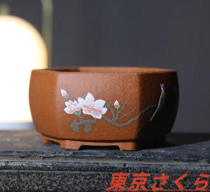 紫砂の鉢 盆栽鉢 植木鉢 小品盆栽鉢 大品盆栽鉢  六角鉢  台湾紫砂の鉢 六角鉢 中国宜興 紫砂の鉢盆栽鉢 植木鉢 小品盆栽鉢 大品盆栽