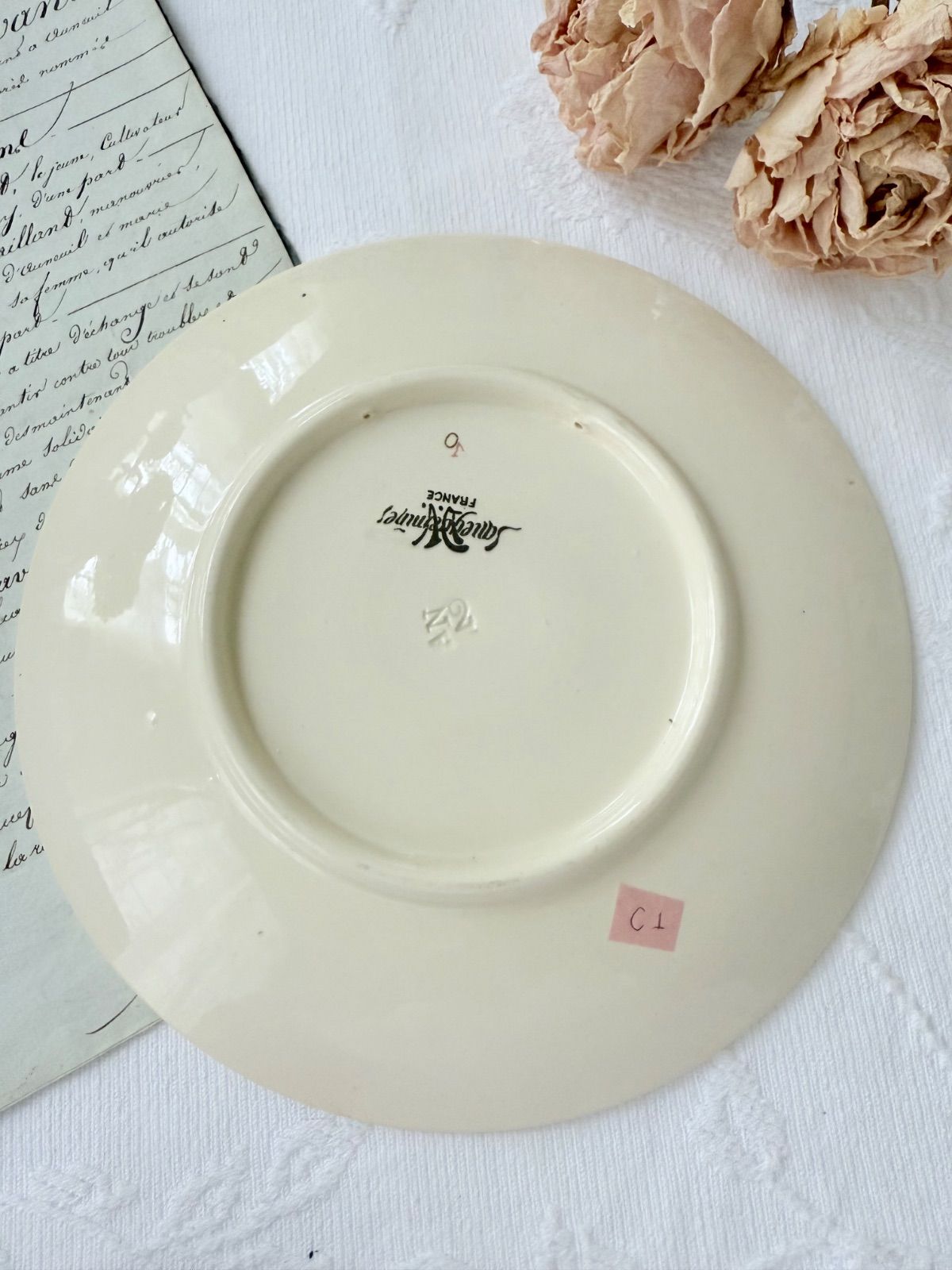 フランスアンティーク サルグミンヌ アンファンリシャール プレート ② Sarreguemines サルグミンヌ アンファン リシャール 平皿