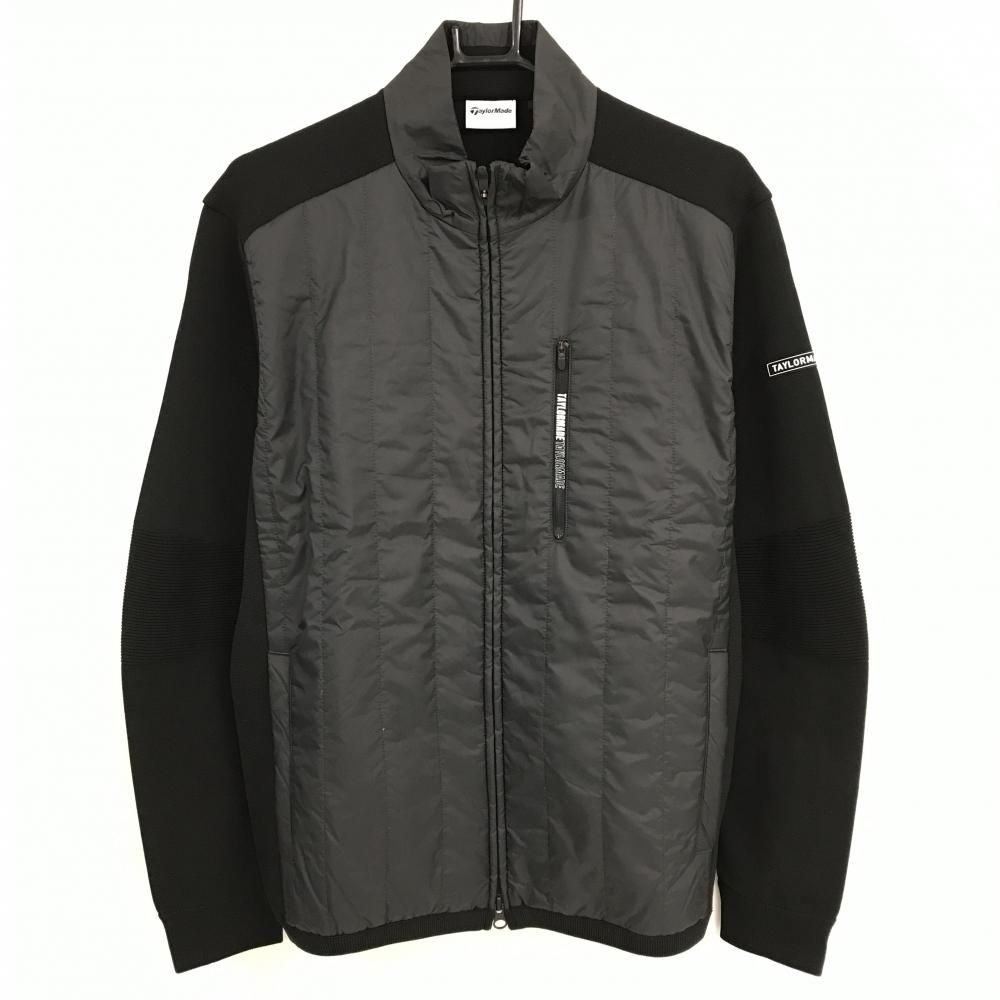 超 テーラーメイド 中綿ニットジャケット 黒 身頃中綿 ロゴ白 メンズ L ゴルフウェア モデル TaylorMade