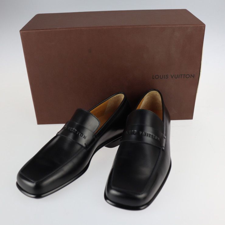 LOUIS VUITTON ルイ ヴィトン ローファー レザー ブラック スクエア