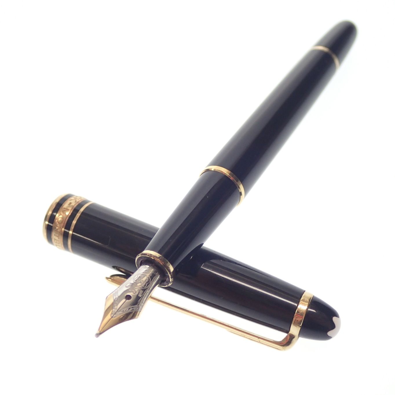 モンブラン万年筆 黒14k-585 MONTBLANC (モンブラン) 万年筆 ブラック×ゴールド マイスター