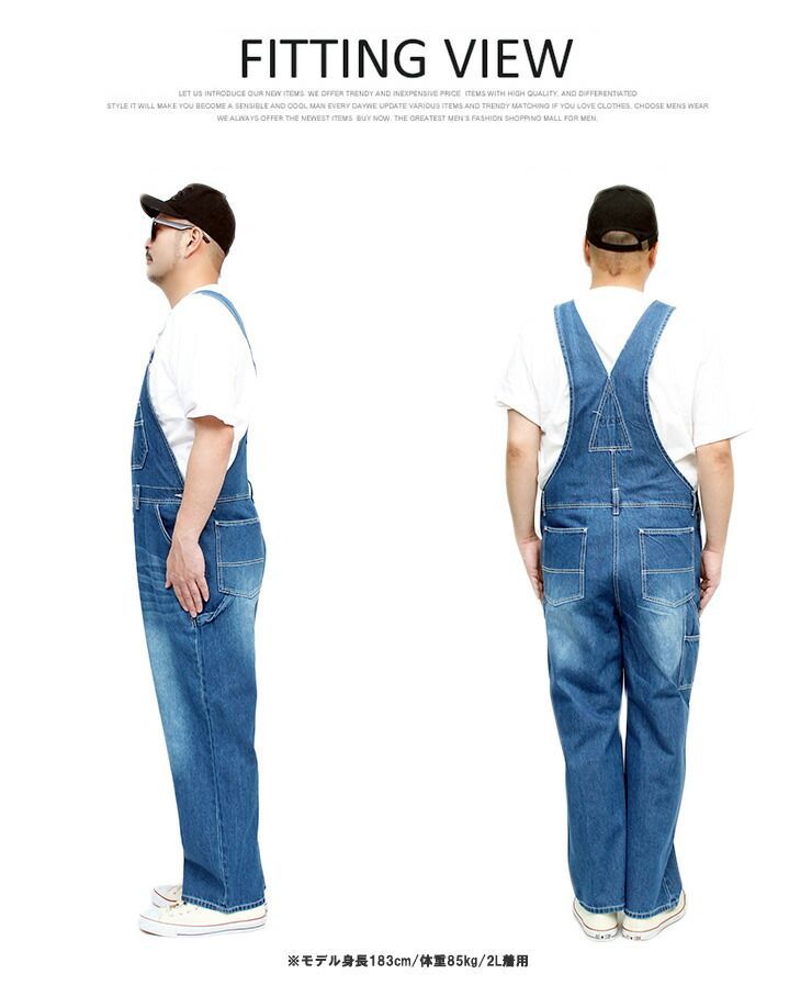 新品】 【M～5L ヒッコリー】オーバーオール メンズ 大きいサイズ
