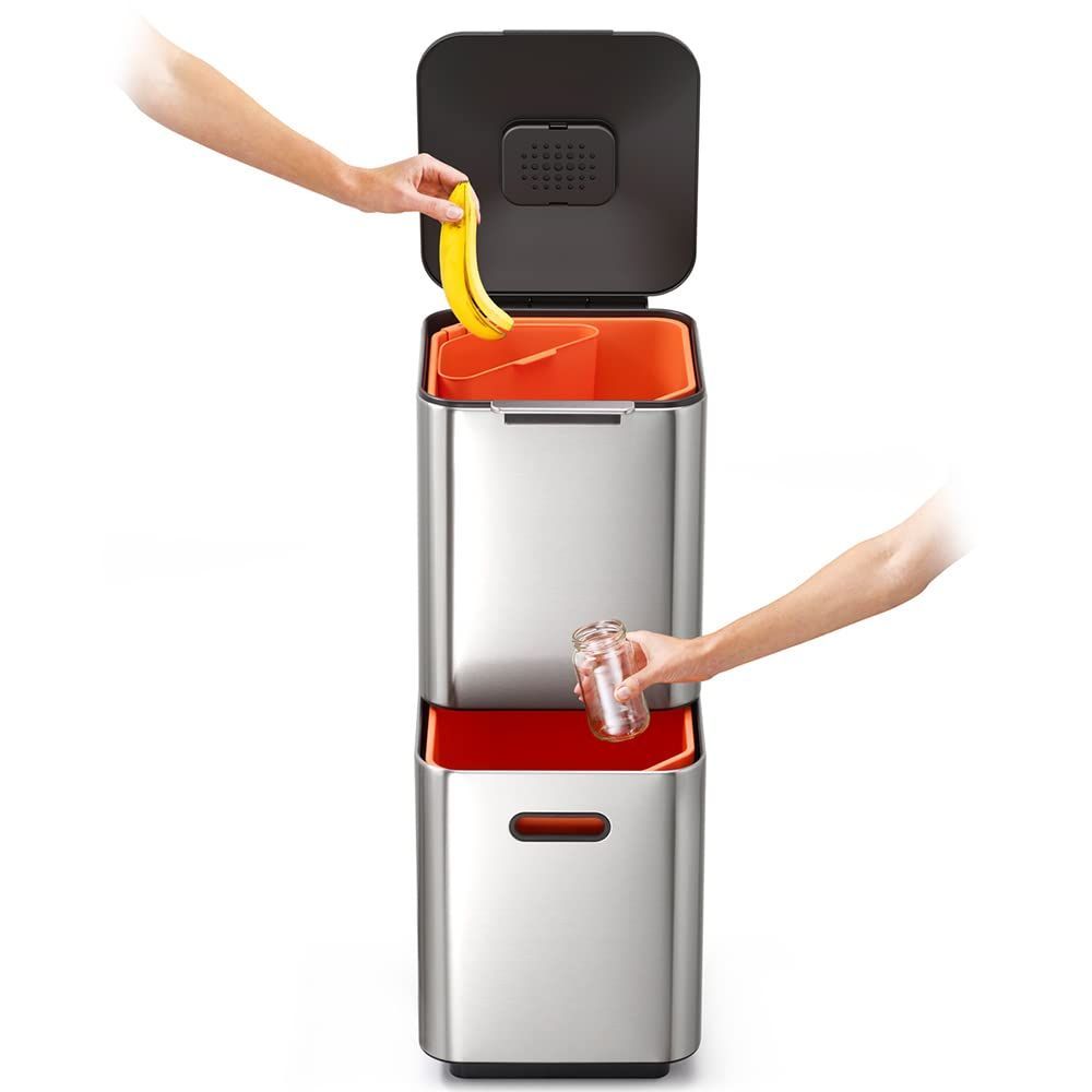 Joseph Joseph ジョセフジョセフ　ゴミ箱 40L 2段 ゴミ箱 40L トーテムコンパクト ステンレス 分別 2段