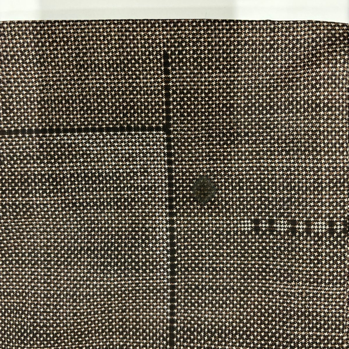 大島紬 身丈160.5cm 裄丈62cm S 袷 純泥染 証紙 幾何学 焦茶色 正絹 秀