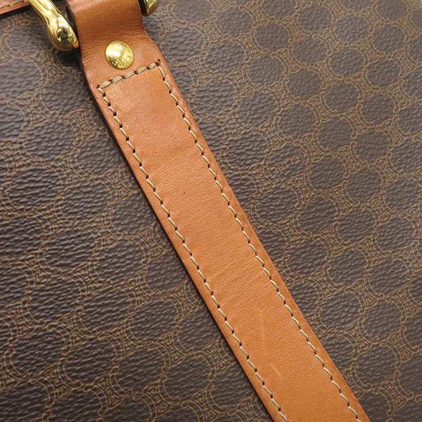 セリーヌ CELINE ボストンバッグ マカダム PVC レザー ブラウン