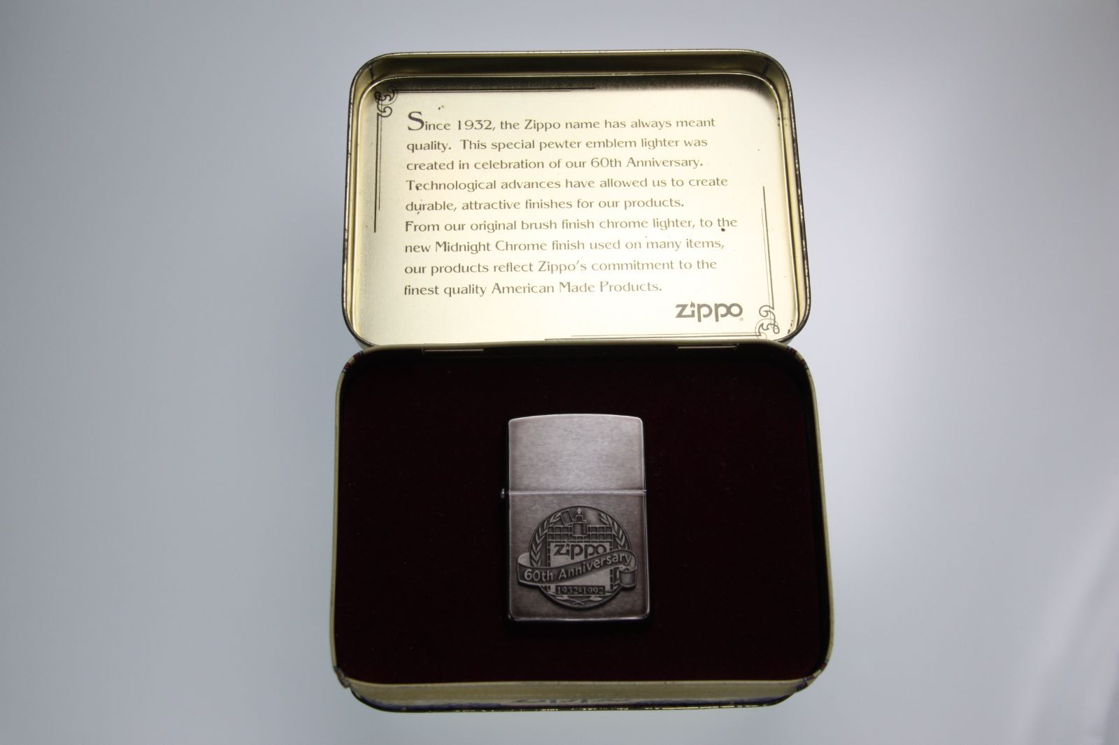 ZIPPO】オイルライター 1992年製 創業60周年記念 ジッポー 60th