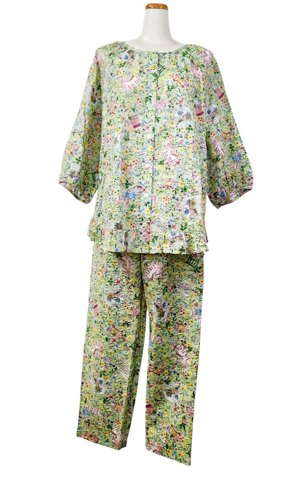 春物入荷!! 鴨居羊子 TUNIC 7分袖全開パジャマ 80ローン 春物入荷!! 鴨居羊子 TUNIC 7分袖全開パジャマ 80ローン