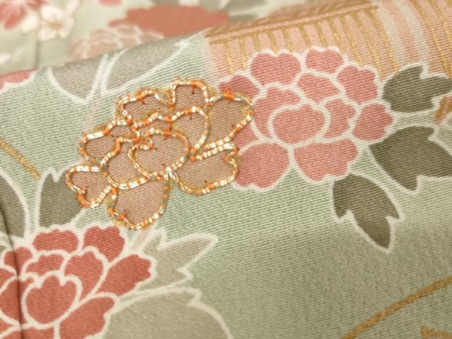 平和屋着物□訪問着 駒刺繍 草花文 暈し染め 金彩 正絹 逸品