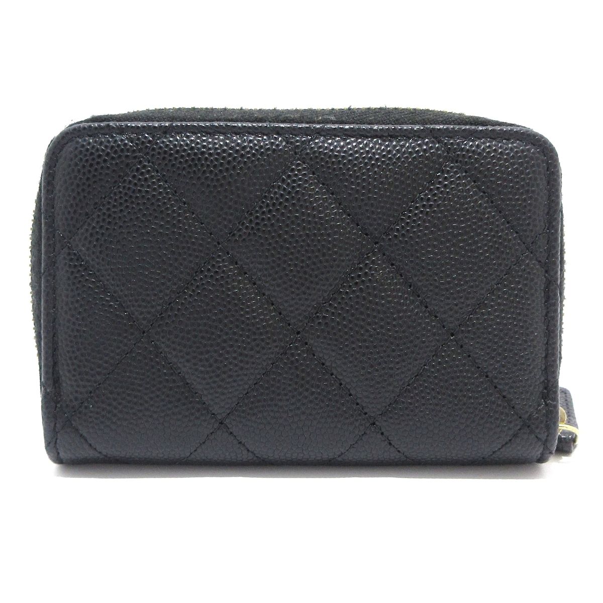 CHANEL シャネル コインケース マトラッセ 黒 ラウンドファスナー ココマーク ゴールド金具
