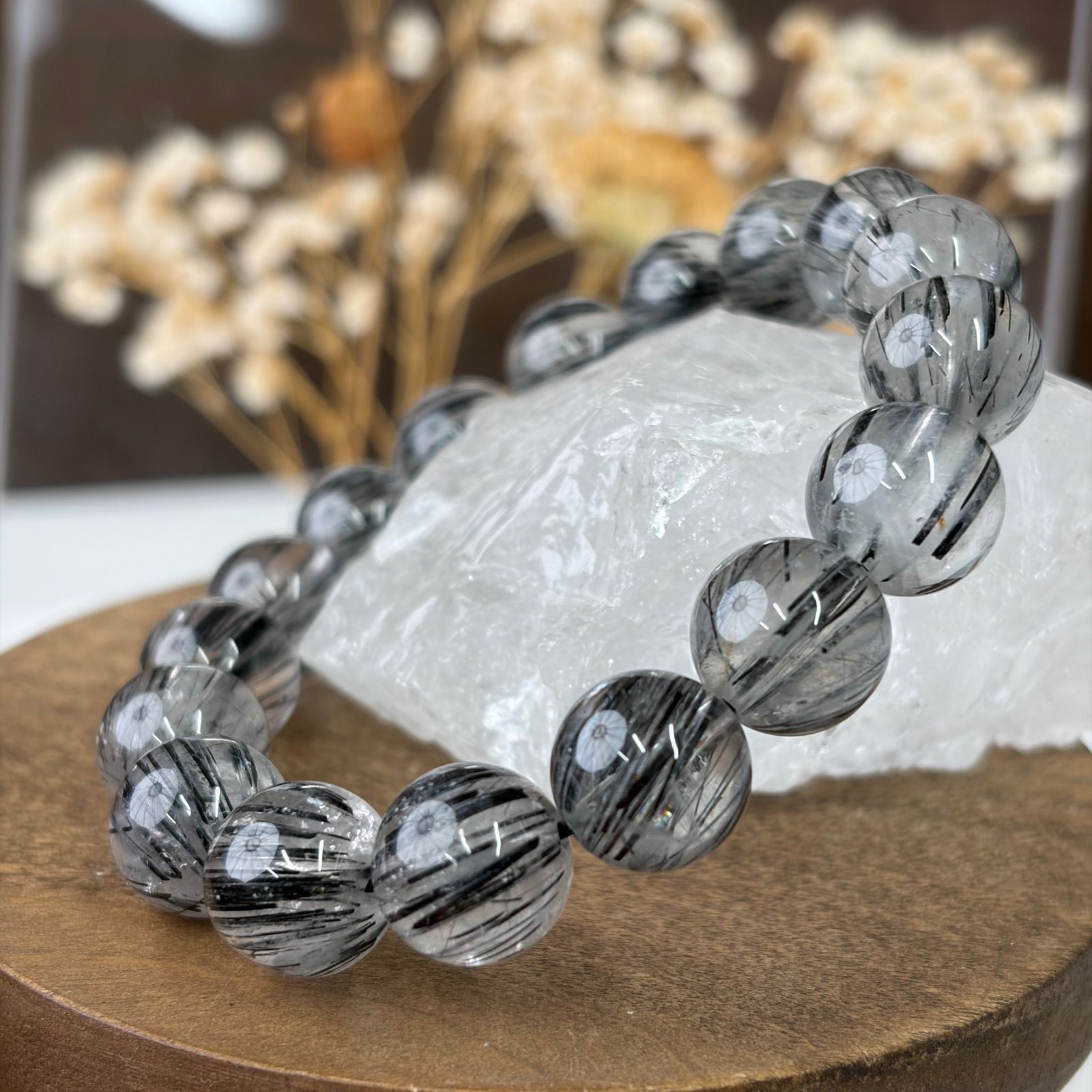 現品 ブラックルチルクォーツ 黒針水晶 ブレスレット 天然石 パワーストン 高品質 WWW_SHINETEETH_COM